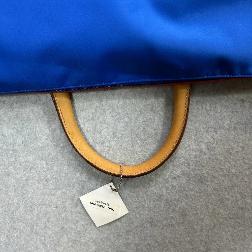 Mulholland Garment Bag Blue Orange Leather Trim Travel Suit Carrier Unisex OS‎